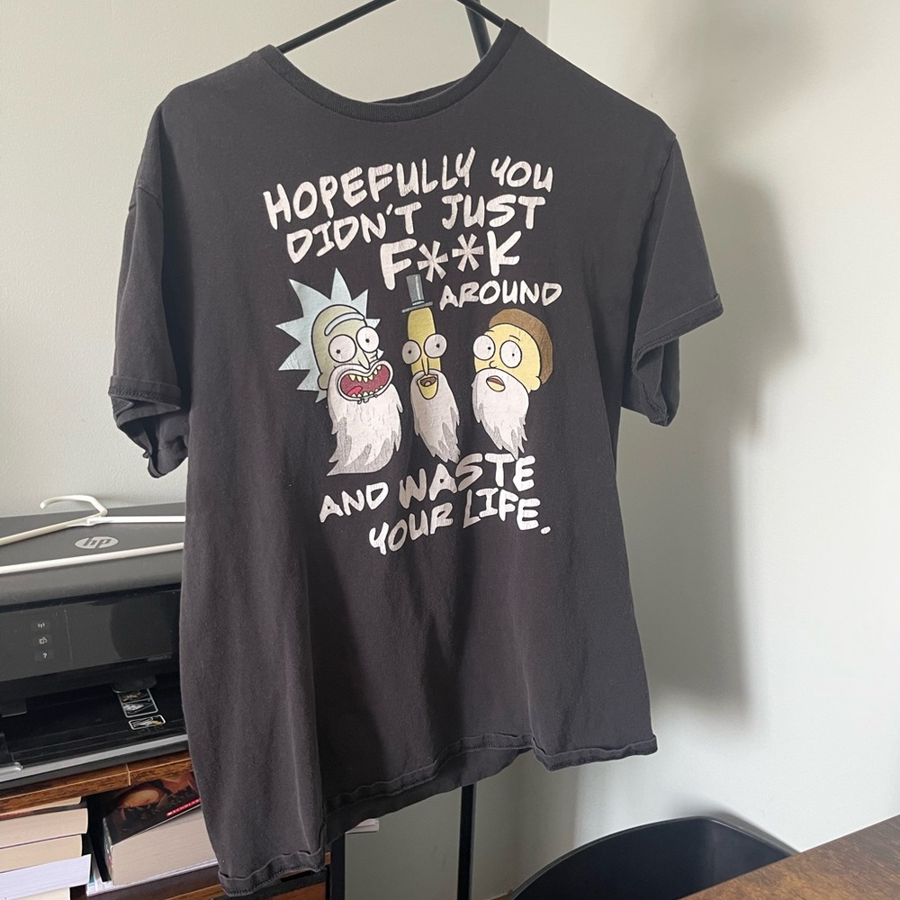 Rick And Morty Black Funny T Shirt. Men’s Large